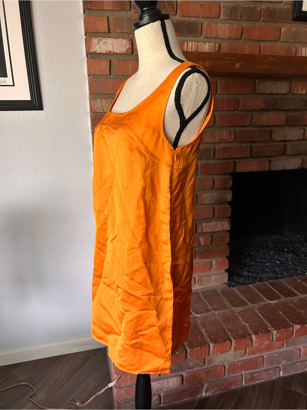 FRAME Micro Flare Mini Dress in Nectarine Sz S - Picture 6 of 10